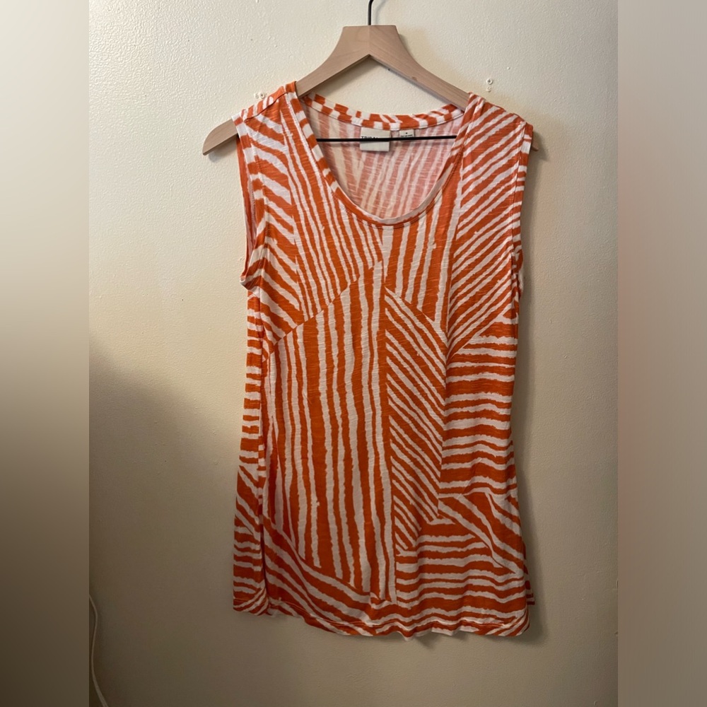 Tribal, orange and white tank size medium